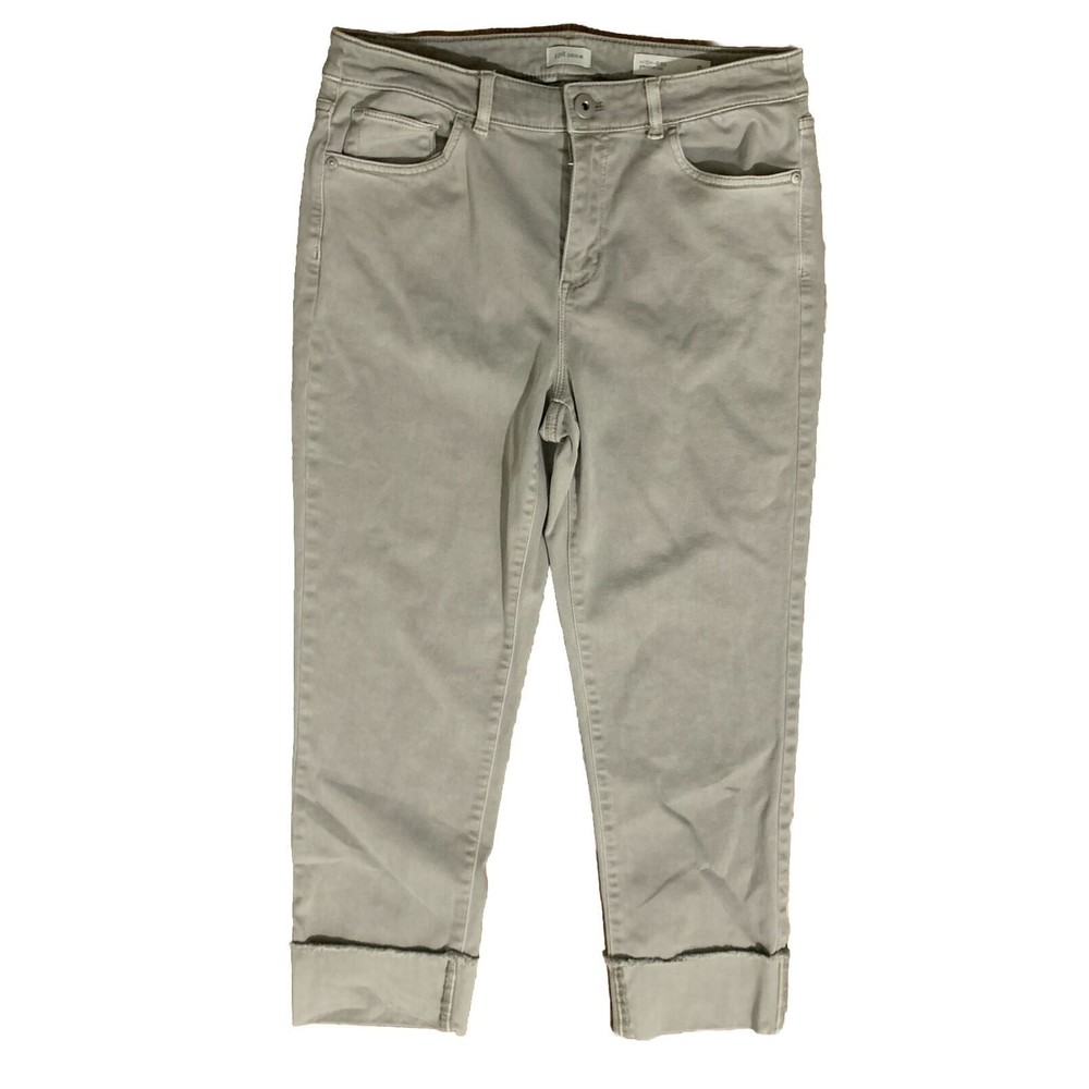 J Jill Denim High Rise Straight Leg Women's 8 Petite Cuffed Ankle Stretch